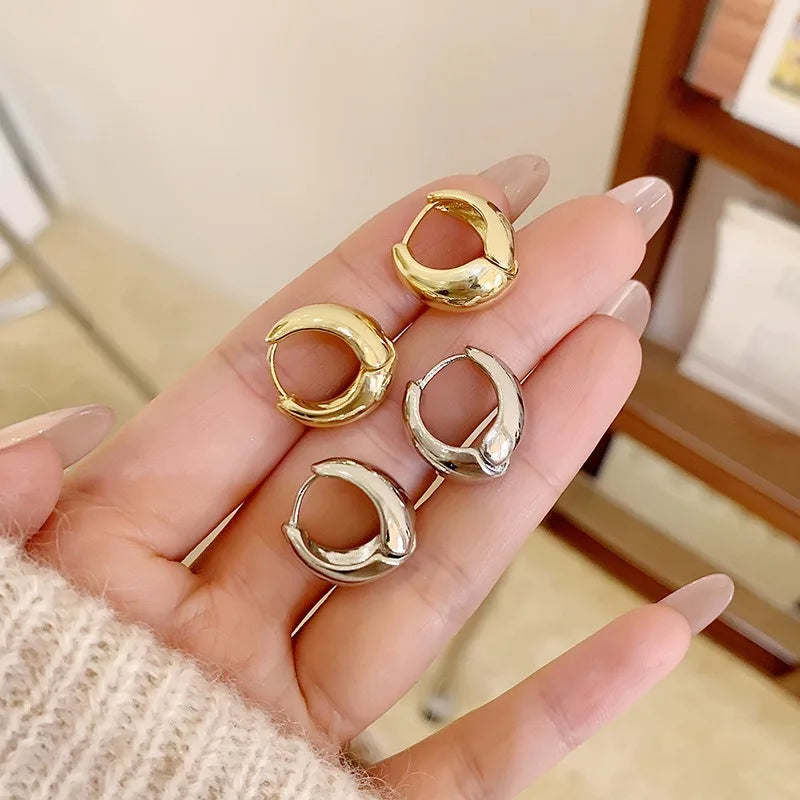 Vintage Chunky Stainless Steel Hoop Earrings For Women Fashion Simple Round Circle Simple Earrings Party Jewelry Holiday Gifts