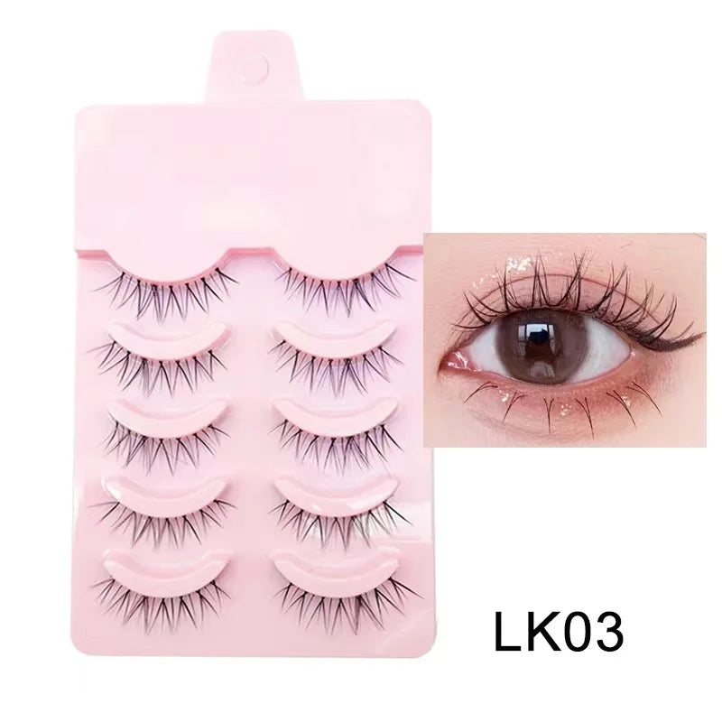 Manga Lashes 5 Pairs Anime Cosplay Faux Mink Lashes Korean Natural short Full Strip Lashes Clear Band Soft Eyelash Extension Hot