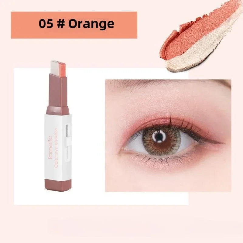 Two Color Gradient Pearly Highlighter Eye Shadow Stick Three Dimensional Natural Without Taking Off Waterproof eyes Makeup girl