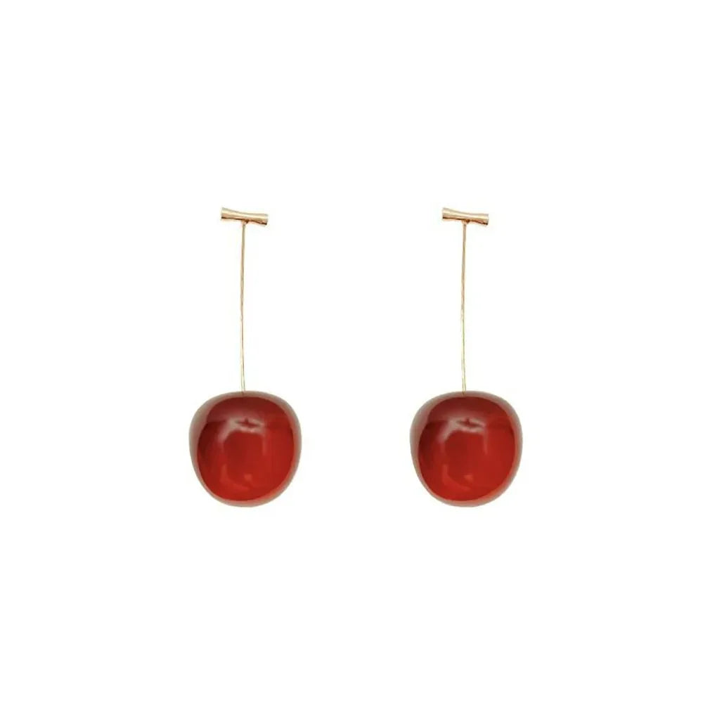 Sweet Red Cherry Earrings Ladies Fashion Delicate Fruit Design Drop Dangle Earrings Wedding Party Korean Ear Jewelry Gift