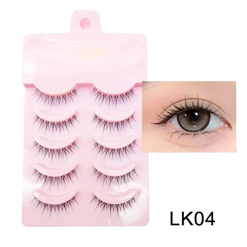 Manga Lashes 5 Pairs Anime Cosplay Faux Mink Lashes Korean Natural short Full Strip Lashes Clear Band Soft Eyelash Extension Hot