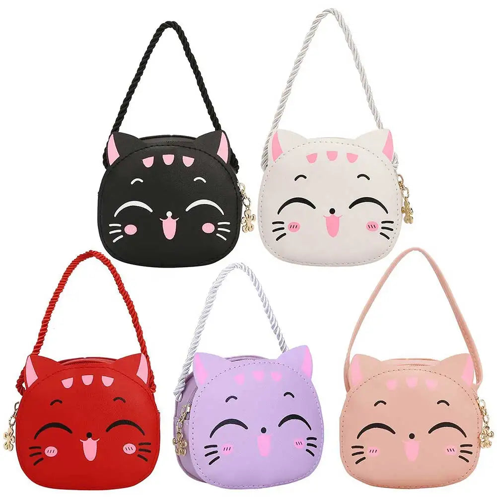 Girls Kawaii Satchel Bag Cartoon Cat Mini Shoulder Bag Casual Small Pouch Compact Kids Daily Bags