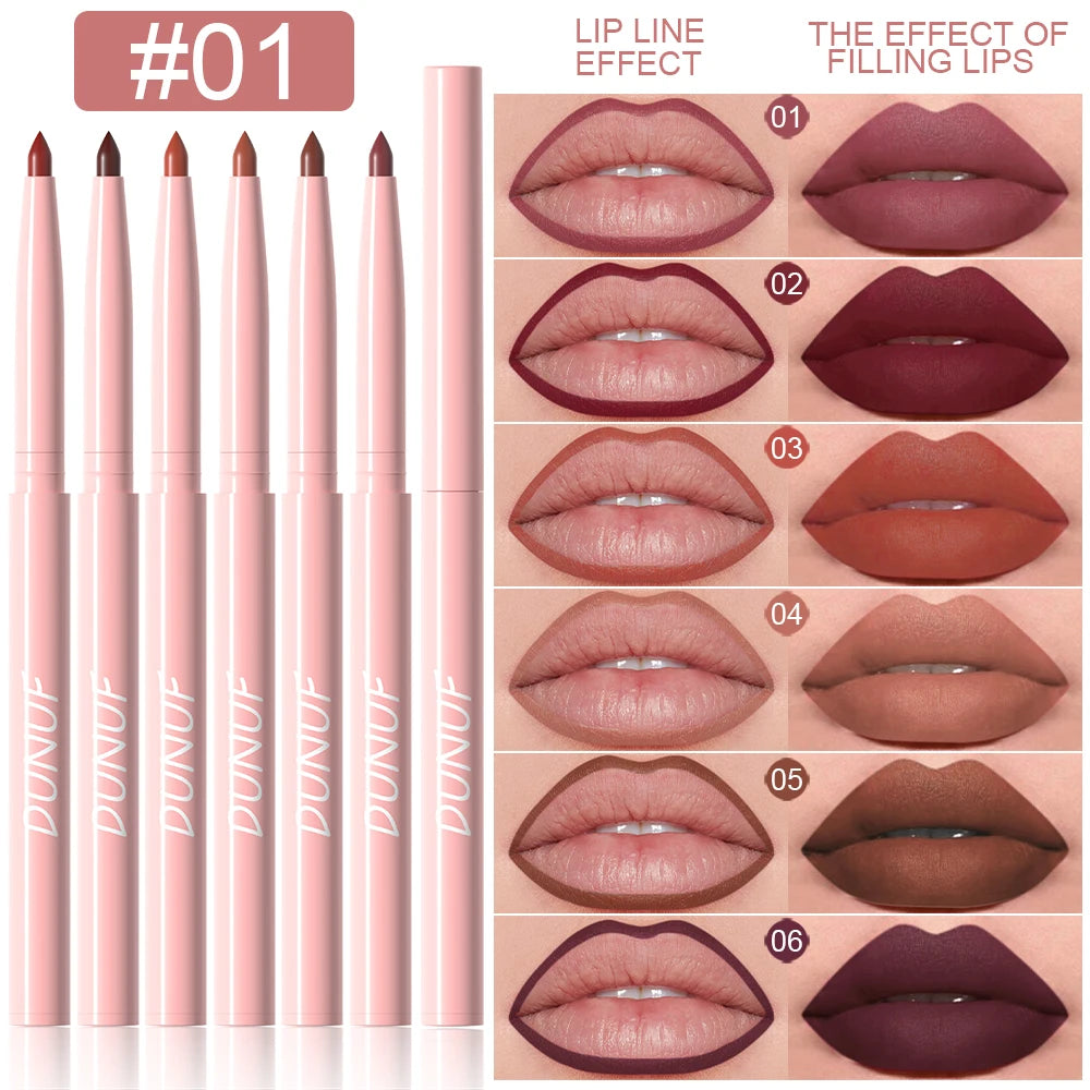 Matte Lip Liner Pencil Set (6 Colors) – Waterproof, Sweatproof & Easy Glide