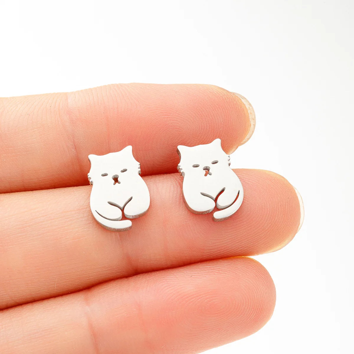 ovely Cat Earings Kitten Stainless Steel Studs for Girls Vivid Small Animal Kitty Jewelry Women Korean Pendientes Mujer