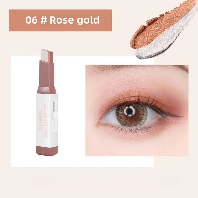 Two Color Gradient Pearly Highlighter Eye Shadow Stick Three Dimensional Natural Without Taking Off Waterproof eyes Makeup girl