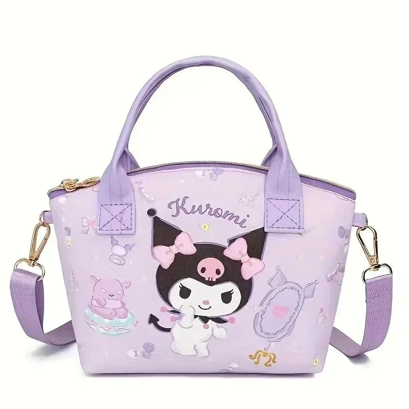 Fashion Hello kitty PU Leather girls' Cosmetic Bag Handbag Cute Large-capacity Woman Convenient Shopping Bag Crossbody