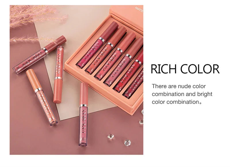 HANDAIYAN Matte Lipstick Set – 1/6 PCS Waterproof, Long Lasting & Non-Stick