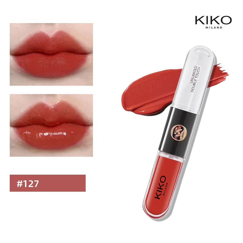 Double-Ended KIKO Lipstick & Lip Gloss – Non-Fading, Sexy Milk Tea Shades