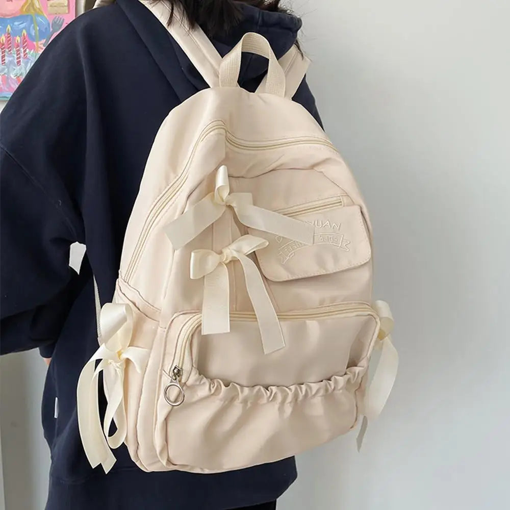 Waterproof Large-capacity Fashion Women Backpack White School Bags For Teenage Girls Canvas Casual Daypack Bag Travel Backbag