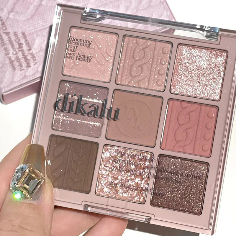 9-Color Eye Shadow Palette Glitter Pearly Eyeshadow Palette Nude Long Lasting Korean Charming Eyes Make Up Palette Cosmetics