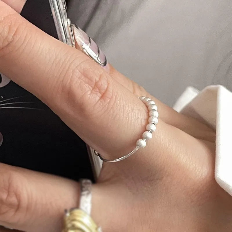 PANJBJ 925 Sterling Silver Pearl Irregular Ring for Women Shell Overlapping Hollow Sweet Design Jewelry Gift Dropshipping