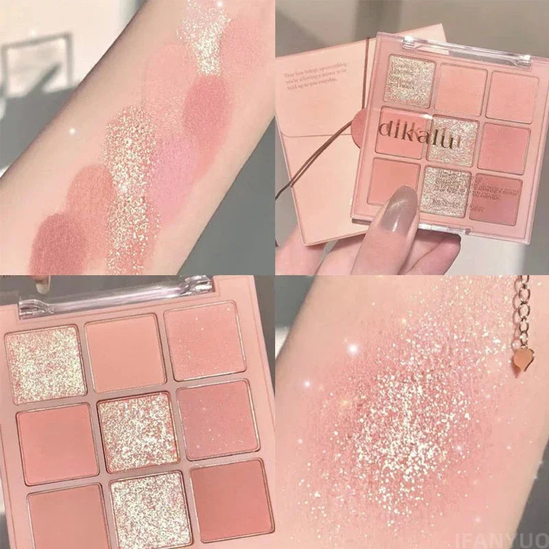 9-Color Eye Shadow Palette Glitter Pearly Eyeshadow Palette Nude Long Lasting Korean Charming Eyes Make Up Palette Cosmetics