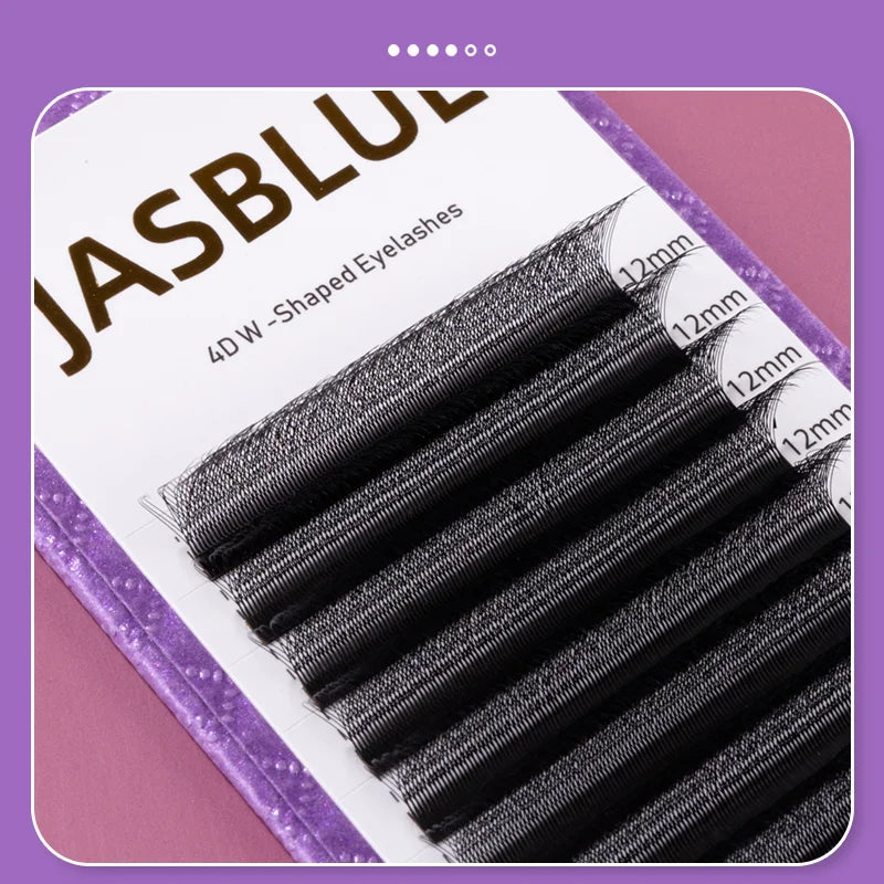 JASBLUE 4D W Shaped Eyelash Extension Premade Fans Natural Soft Light Individual Lashes 12 Lows False Eyelash CD Curl