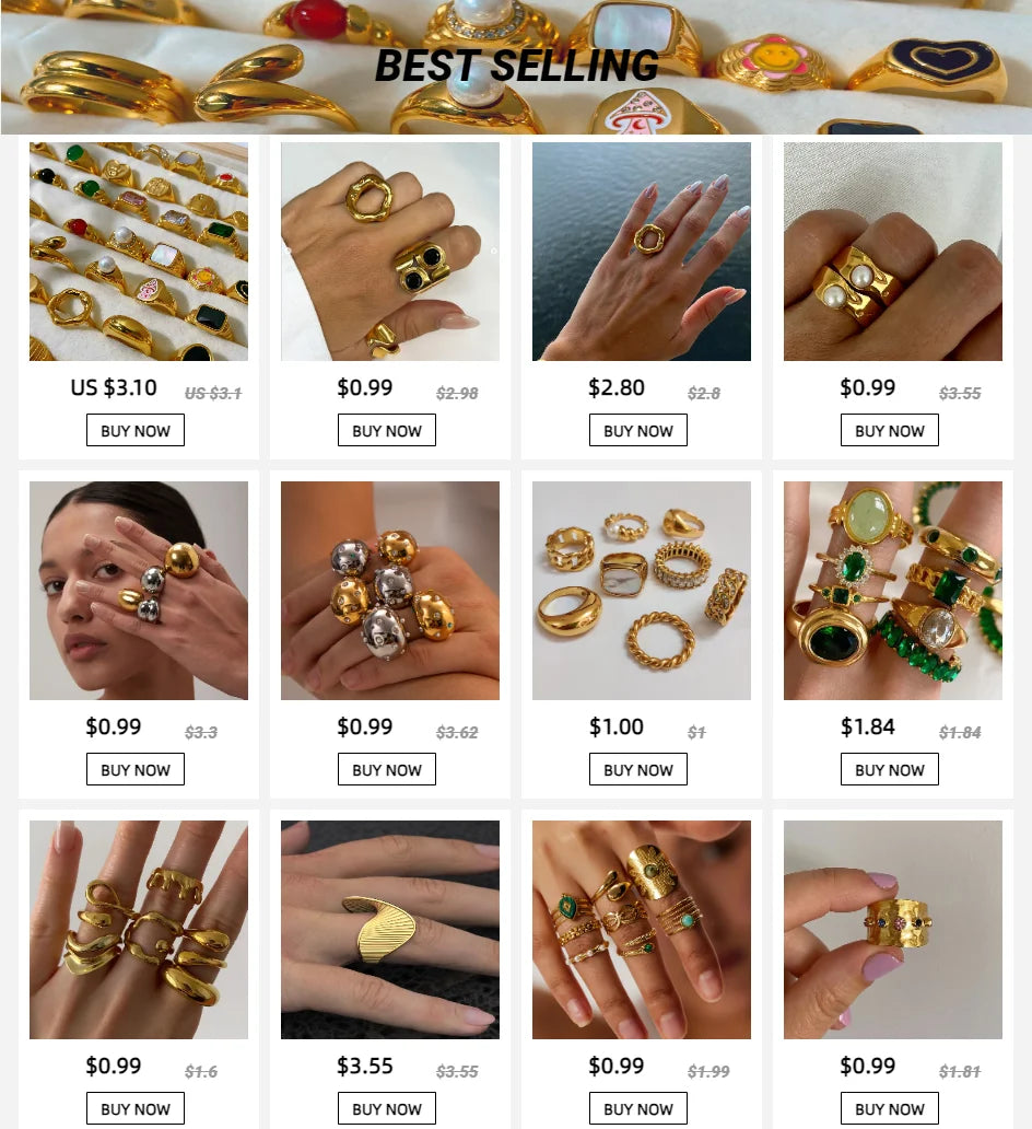 Uworld Fashion Imitation Pearl Stainless Steel Gold Color Ring for Women Engagement Party Gift Temperament Jewelry 2024