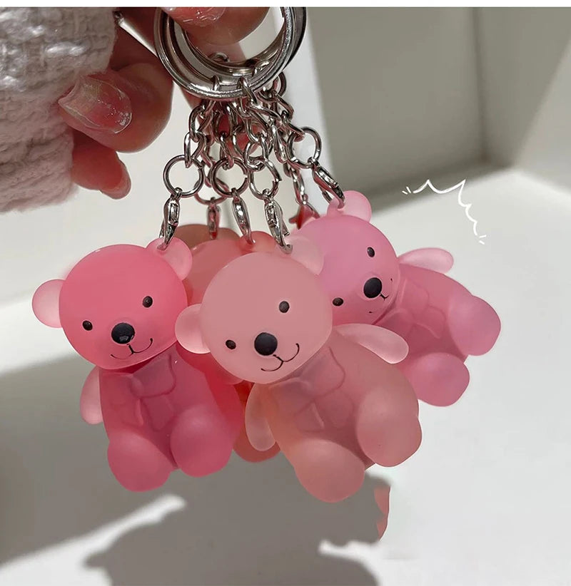 Cute Bear Keychain Velvet Mist Lip Glaze Waterproof Lasting Matte Lipstick Orange Lips Tint Women Dupes Korean Makeup Cosmetic