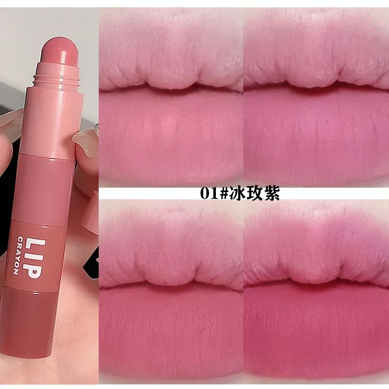 4pcs/set Lipstick Korean Girl Group Crayon Lipstick Long Lasting Matte Lip Makeup Tint Easy To Color 3D Sexy Waterproof Lipgloss