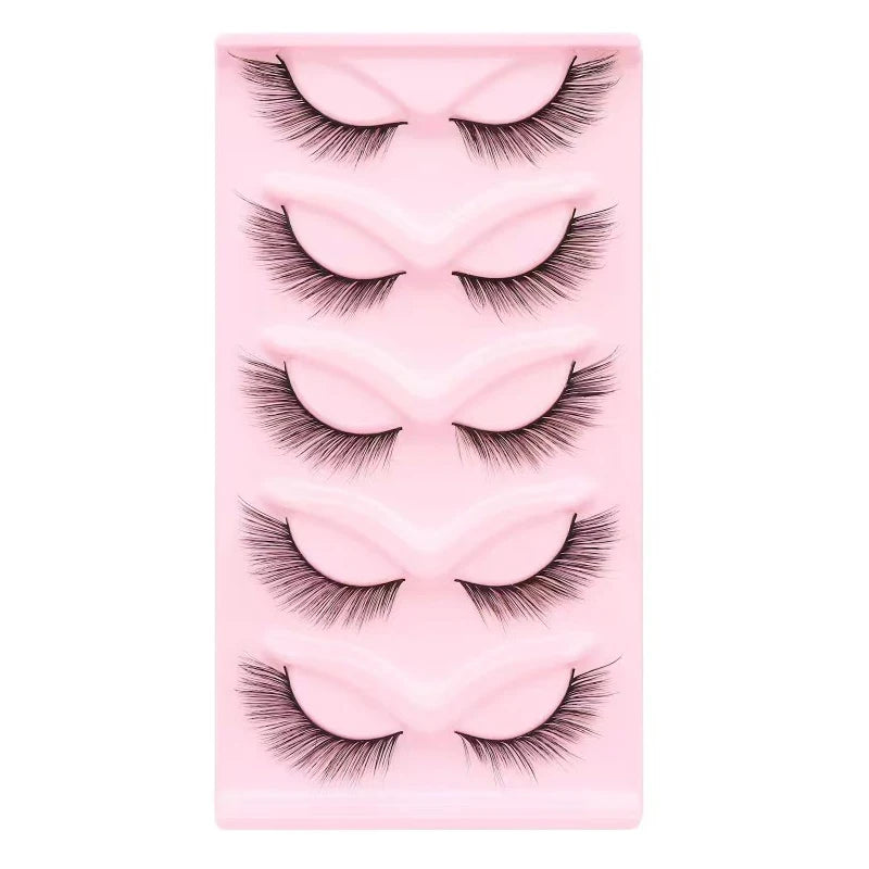 Manga Lashes 5 Pairs Anime Cosplay Faux Mink Lashes Korean Natural short Full Strip Lashes Clear Band Soft Eyelash Extension Hot