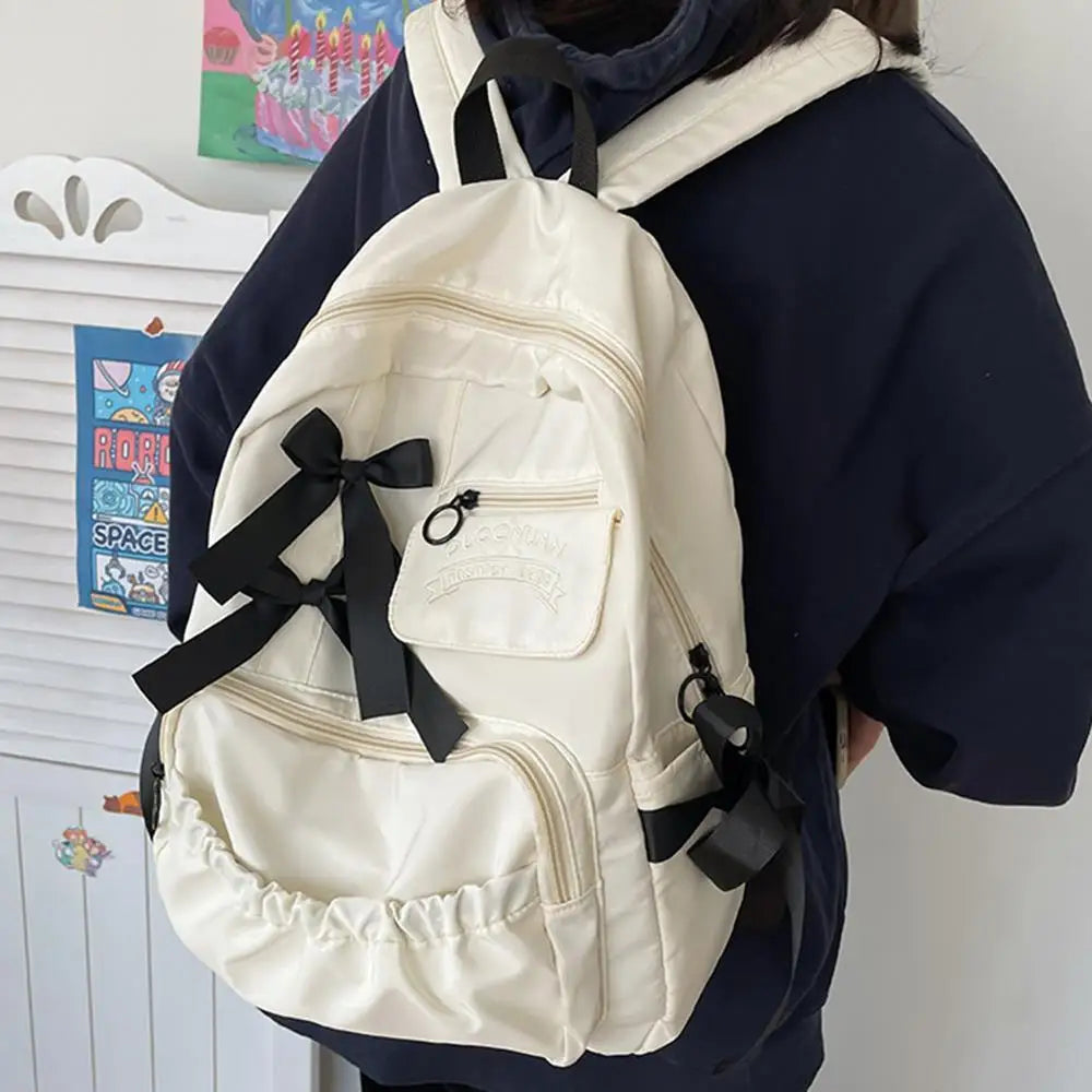 Waterproof Large-capacity Fashion Women Backpack White School Bags For Teenage Girls Canvas Casual Daypack Bag Travel Backbag