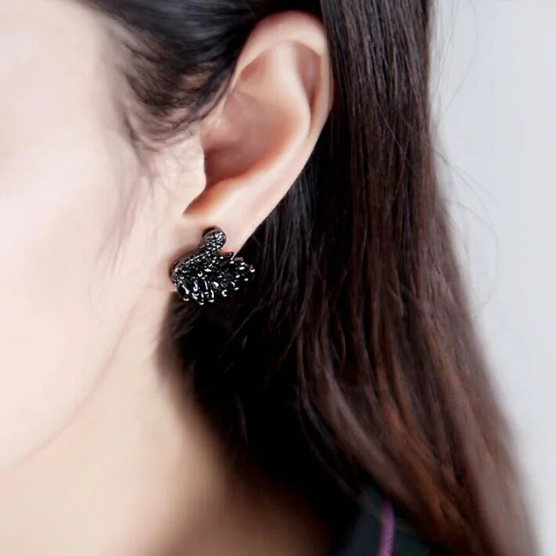 Luxury Black Swan Earrings – Korean Zircon Party Jewelry for Ladies
