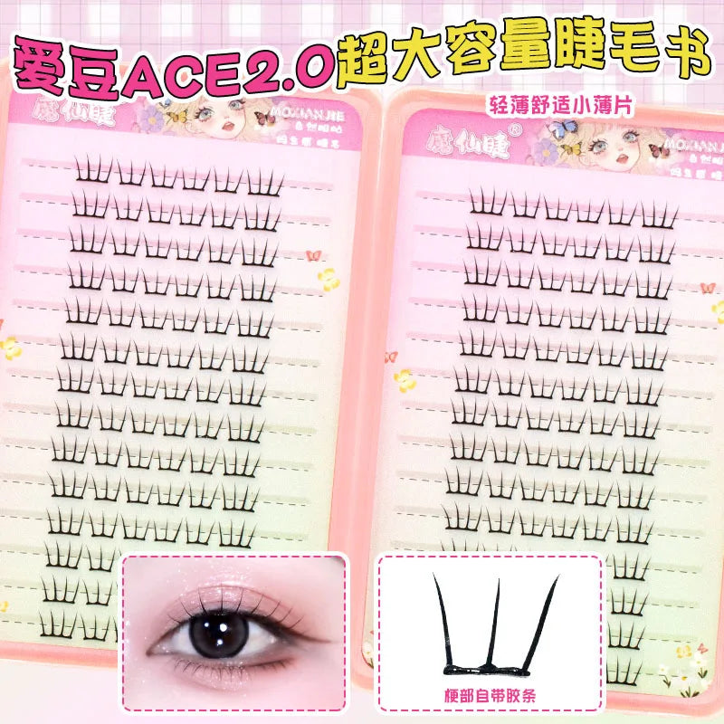 No Glue Need Individual Lash Clusters 28 Rows Self-adhesive False Eyelashes Book Korean U Shaped Natural Comic Lash Extension