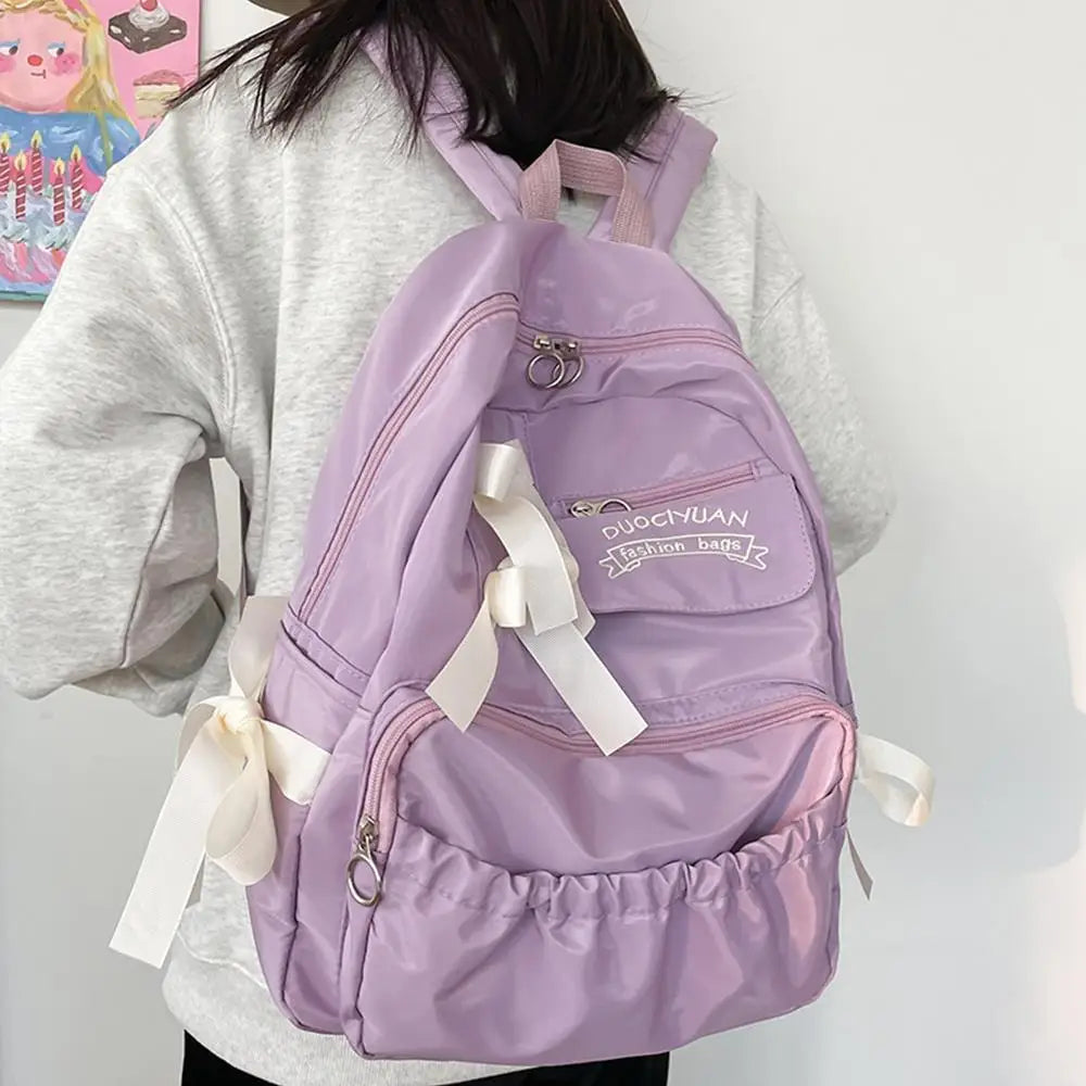 Waterproof Large-capacity Fashion Women Backpack White School Bags For Teenage Girls Canvas Casual Daypack Bag Travel Backbag