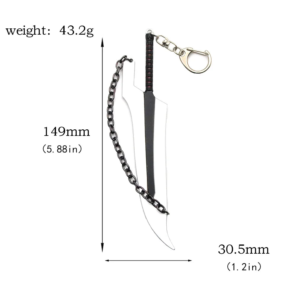 Anime BLEACH: Thousand-Year Blood War Keychains Kurosaki Ichigo Zangetsu Weapon Pendant Keyring Key Chain For Men Cool Jewelry