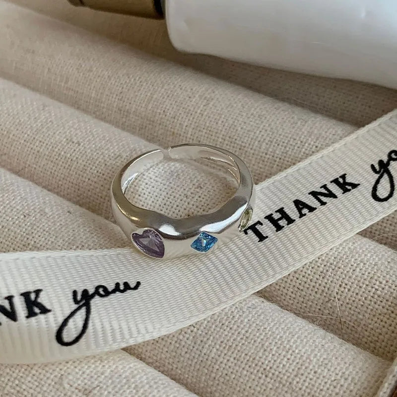 PANJBJ 925 Sterling Silver Pearl Irregular Ring for Women Shell Overlapping Hollow Sweet Design Jewelry Gift Dropshipping