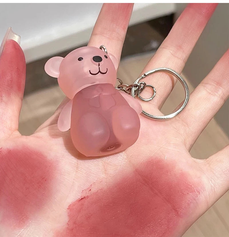 Cute Bear Keychain Velvet Mist Lip Glaze Waterproof Lasting Matte Lipstick Orange Lips Tint Women Dupes Korean Makeup Cosmetic