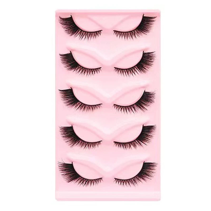 Manga Lashes 5 Pairs Anime Cosplay Faux Mink Lashes Korean Natural short Full Strip Lashes Clear Band Soft Eyelash Extension Hot