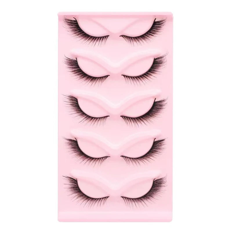 Manga Lashes 5 Pairs Anime Cosplay Faux Mink Lashes Korean Natural short Full Strip Lashes Clear Band Soft Eyelash Extension Hot