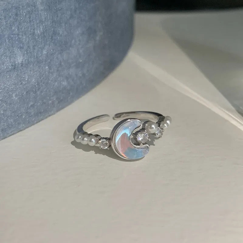 PANJBJ 925 Sterling Silver Pearl Irregular Ring for Women Shell Overlapping Hollow Sweet Design Jewelry Gift Dropshipping