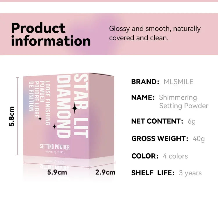 MLSIMLE 4 COLORS Natural Shimmer Pearl Setting Powder Contouring Highlighting Waterproof Sweat-proof Oil-control Makeup Powder