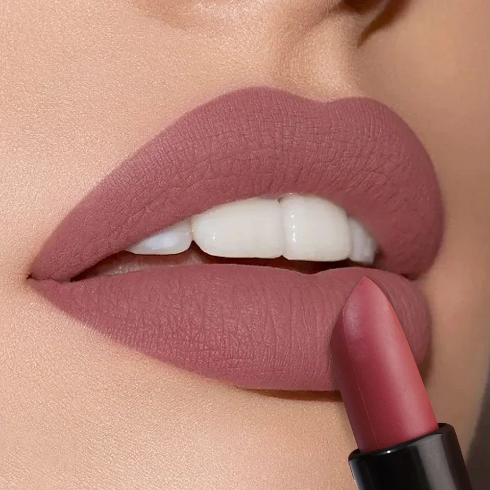 Velvet Nude Lipstick 6 Colors Matte Waterproof Moisturizing Lasting Sexy Red Lip Non-Stick Cup Makeup Lips Tint Cosmetics Beauty