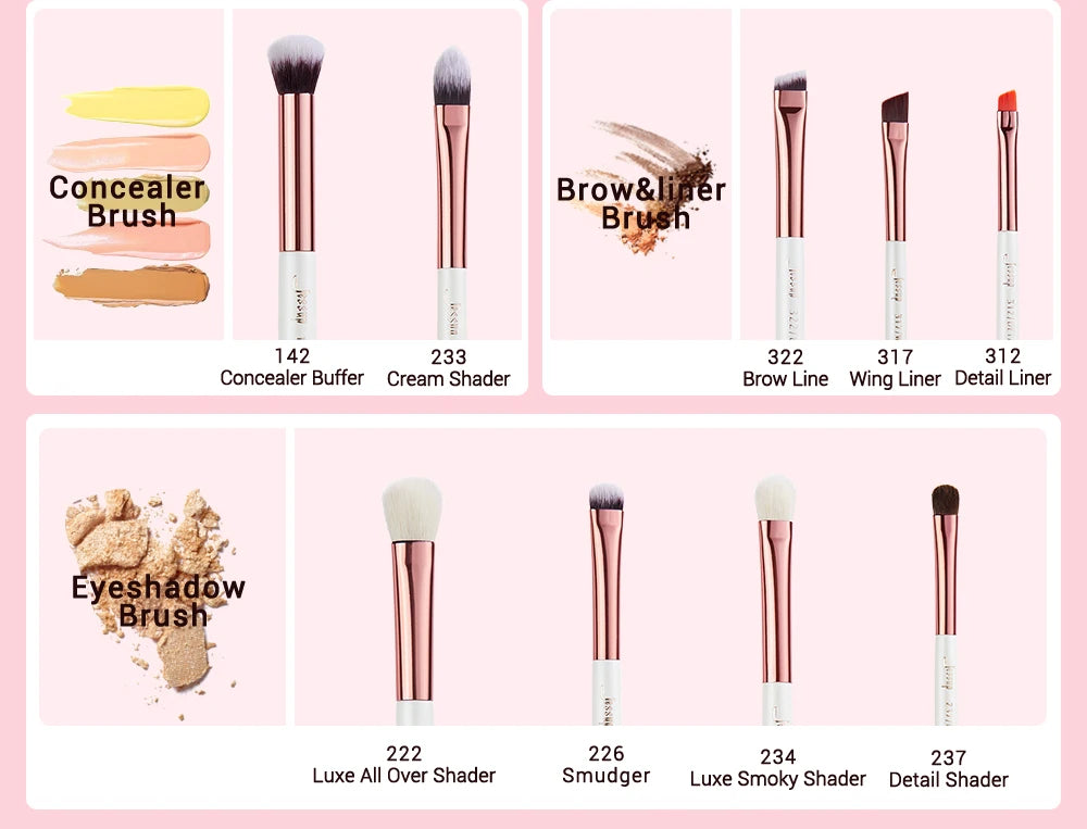Jessup Professional Makeup brushes set ,6- 25pcs Makeup brush Natural Synthetic Foundation Powder Highlighter Pearl White T215