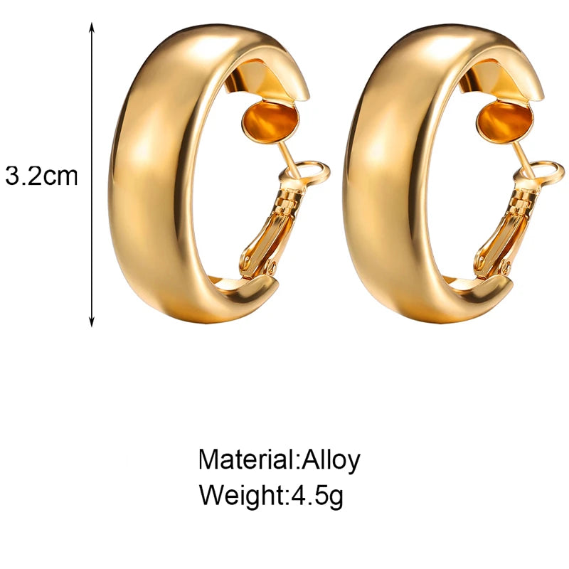 Fashion Simple Silver Color Hoop Earrings for Women Girl Circle Round Minimalist Earrings Party C-Shape Classic Jewelry Gifts