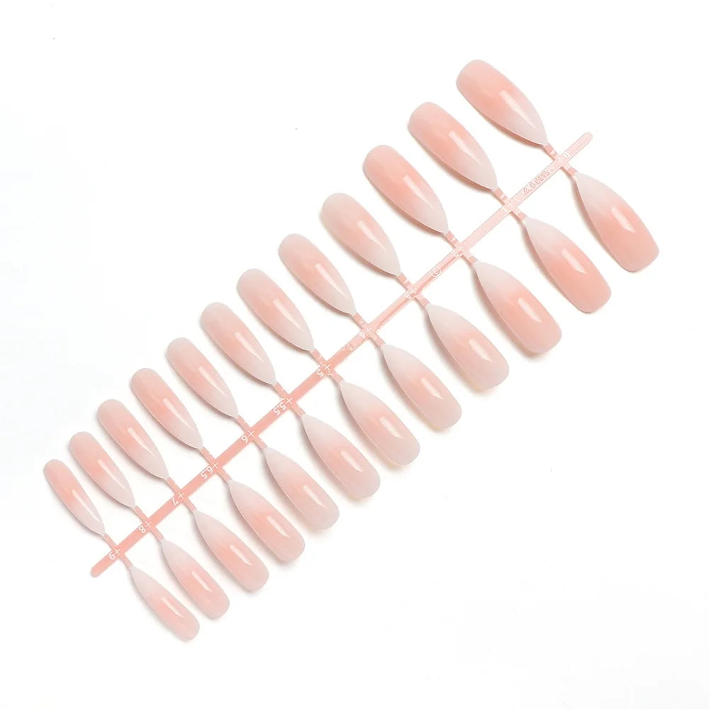 24Pcs Classical French Short Fake Nails Natural French Full Cover False Nails Classical Full Artificial Nails Basic Tools