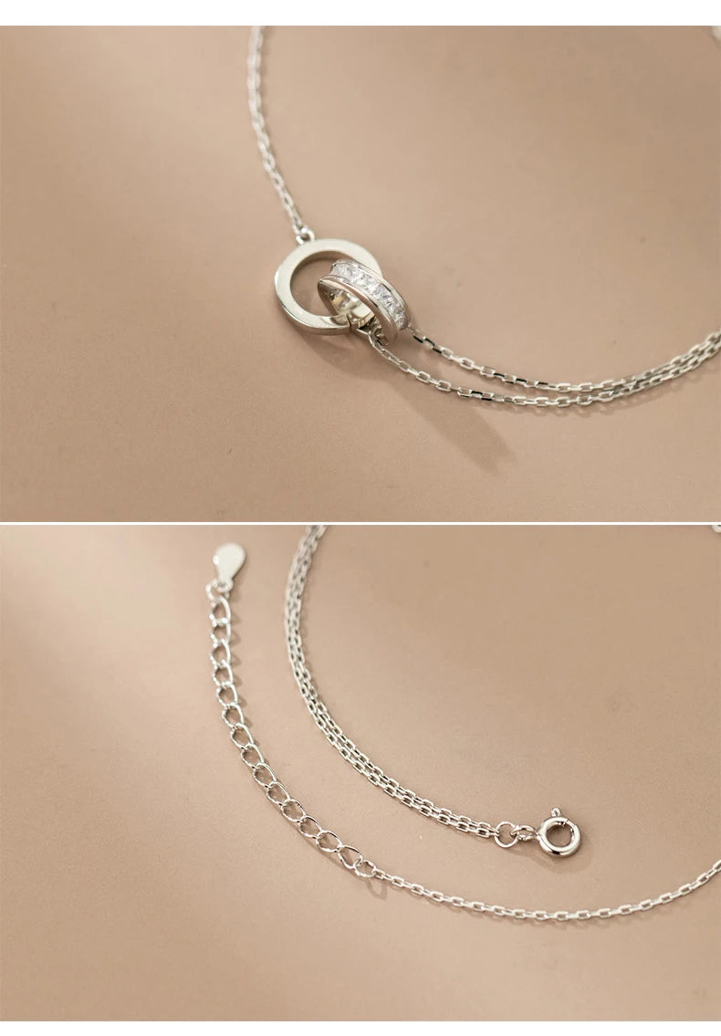 Anklet For Women Girl S925 Sterling Silver Rose Gold Color Steric Zirconia Adjustable Beach Style Foot Ankle Bracelet Jewelry
