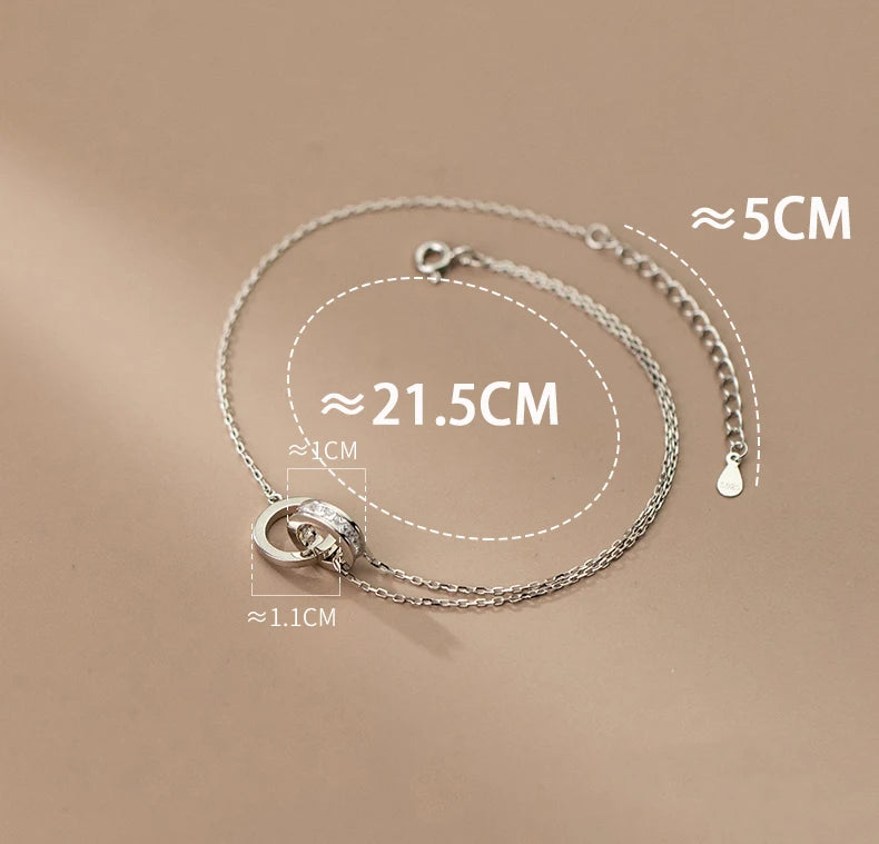 Anklet For Women Girl S925 Sterling Silver Rose Gold Color Steric Zirconia Adjustable Beach Style Foot Ankle Bracelet Jewelry