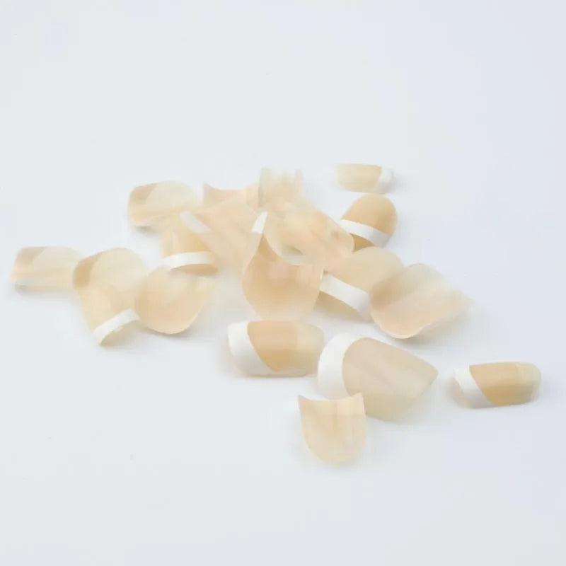 24Pcs Classical French Short Fake Nails Natural French Full Cover False Nails Classical Full Artificial Nails Basic Tools