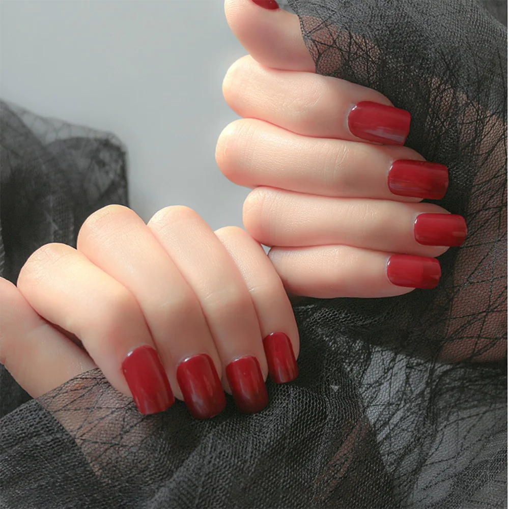 24pc nails Art Fake Nail Tips False Press on Coffin with Glue Stick Designs Clear Display Short Set Full Cover Artificial Square