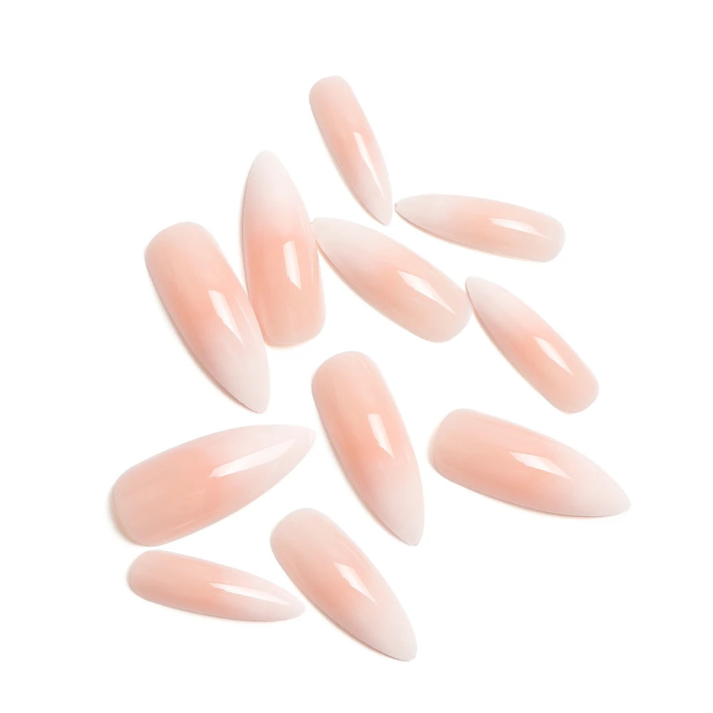 24Pcs Classical French Short Fake Nails Natural French Full Cover False Nails Classical Full Artificial Nails Basic Tools