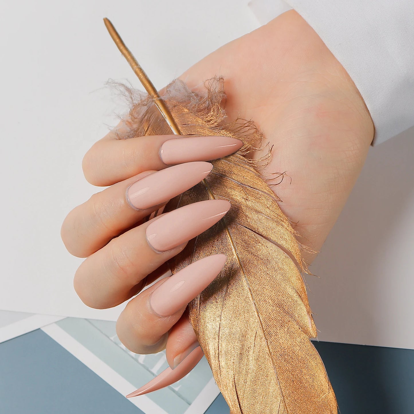 24Pcs Classical French Short Fake Nails Natural French Full Cover False Nails Classical Full Artificial Nails Basic Tools