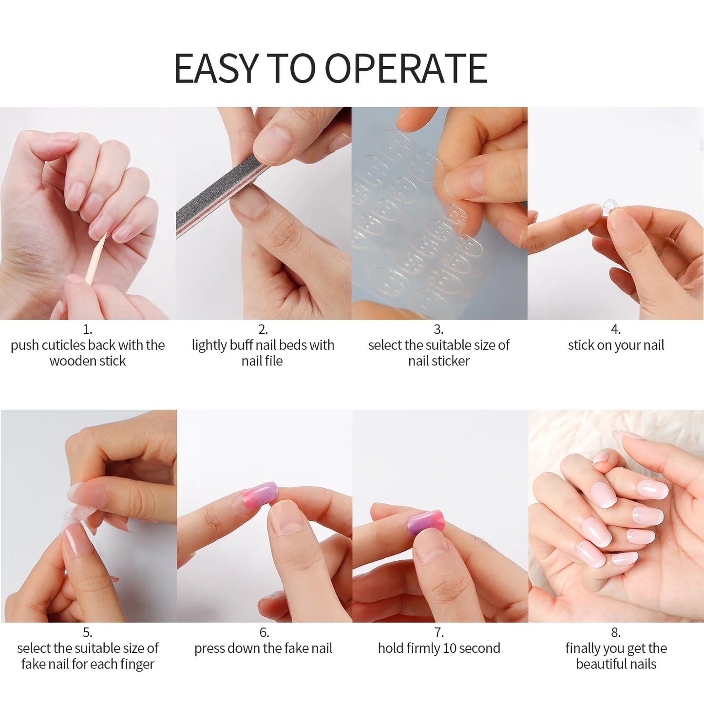 24Pcs Classical French Short Fake Nails Natural French Full Cover False Nails Classical Full Artificial Nails Basic Tools