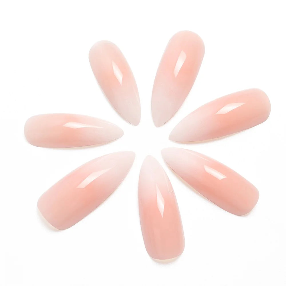 24Pcs Classical French Short Fake Nails Natural French Full Cover False Nails Classical Full Artificial Nails Basic Tools