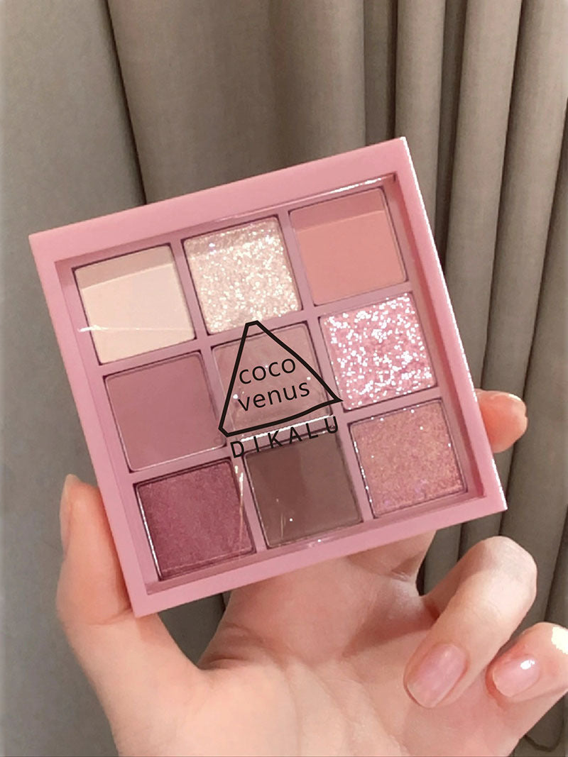 9 Color Eyeshadow Palette Rose Pink Earth Color Pearly Matte Milk Tea Glitter Eye Shadow Makeup Lasting Korean Cosmetic Set
