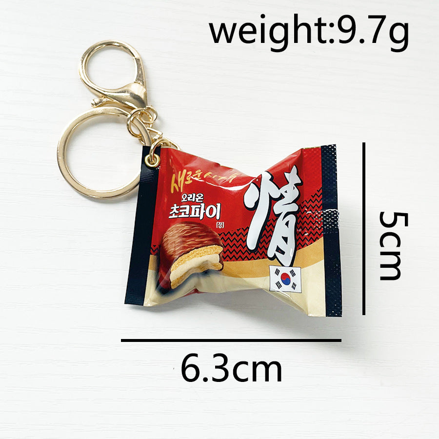 Korean Chocolate Pie Keychains  Realistic Snack Packaging Creative Snack Bags Bag Pendants  Food And Toy Decorations