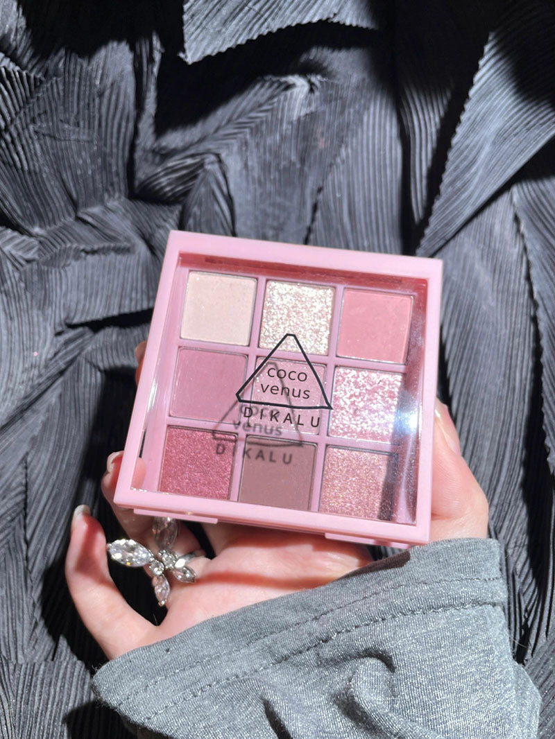 9 Color Eyeshadow Palette Rose Pink Earth Color Pearly Matte Milk Tea Glitter Eye Shadow Makeup Lasting Korean Cosmetic Set