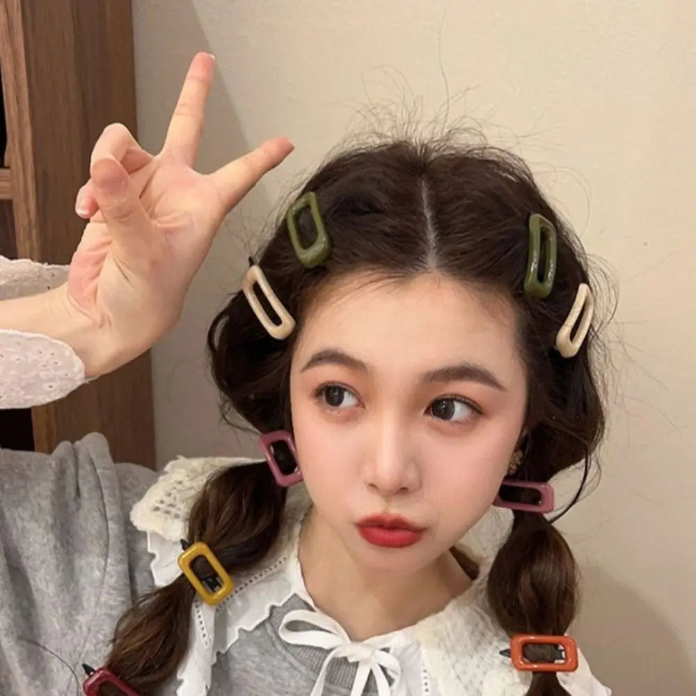 1Pair Korean Style Hair Clips Simple All Match Light Weight Hairgrips Morandi Color Square Hair Barrettes Hair Accessories