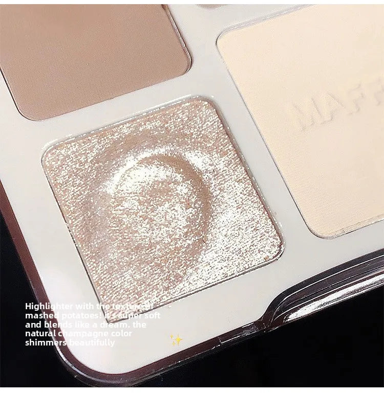 4-color Matte Highlighter Contour Palette Long Lasting 3D Sculpting Brightening Face Makeup Kit Portable Eyeshadow