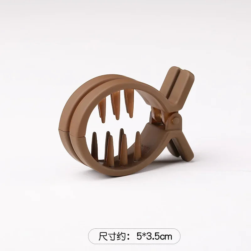 Round Hair Clip Grab High Ponytail Fixed Artifact Claw Hairpin Women Back Head Frosted Hairpin Anti-sagging Hair Style Claw Clip